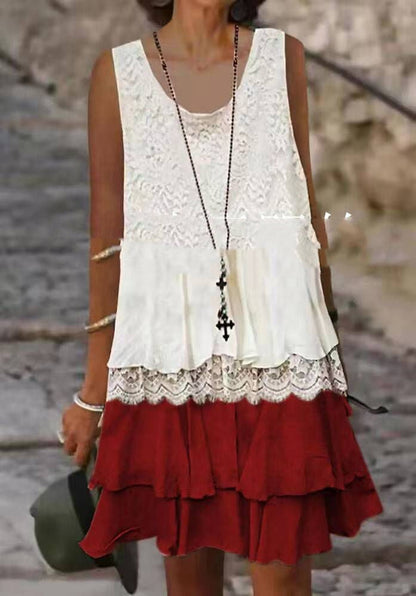 Rochie Cristina fără mâneci din dantelă – Suprapunere elegantă