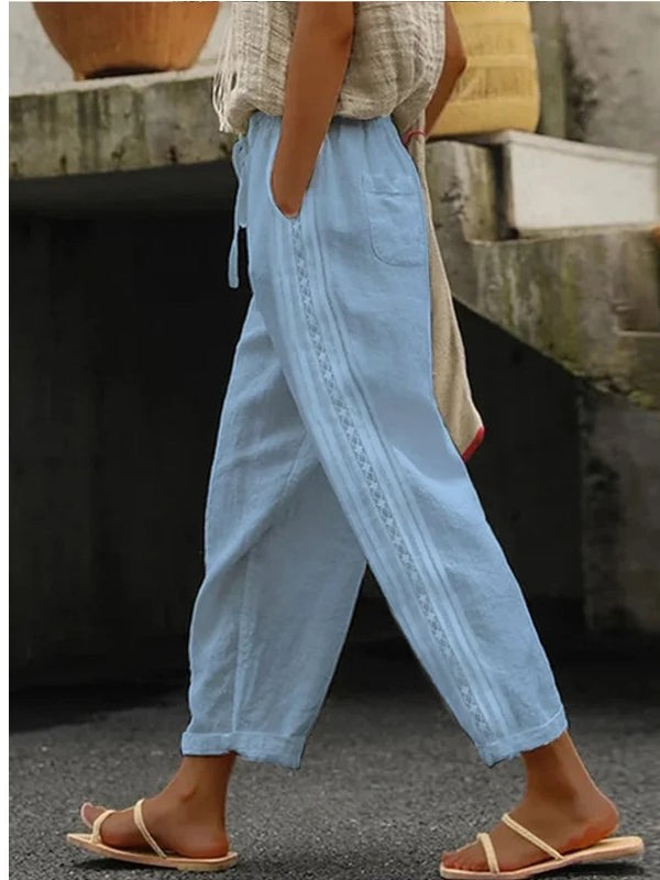 Pantaloni eleganți crop din bumbac și in, Cristina Gore