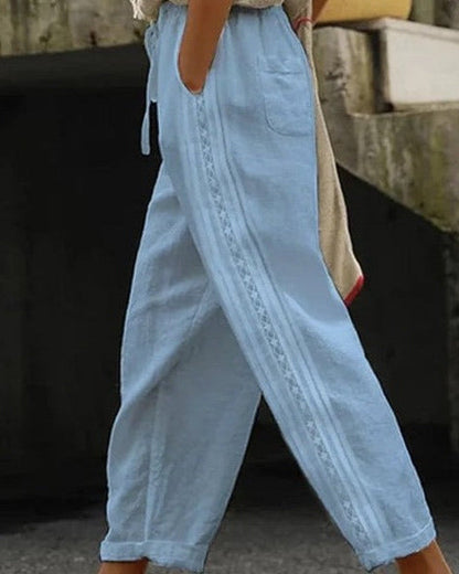 Pantaloni eleganți crop din bumbac și in, Cristina Gore