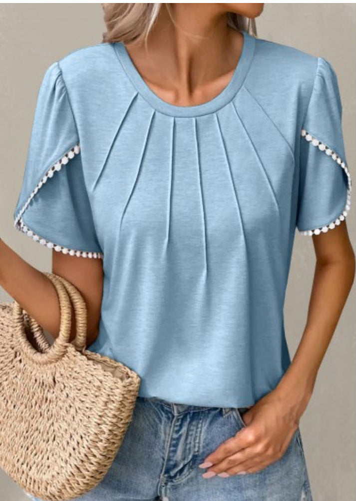 Tricou elegant de vară cu mânecă tip lalea Cristina Gore