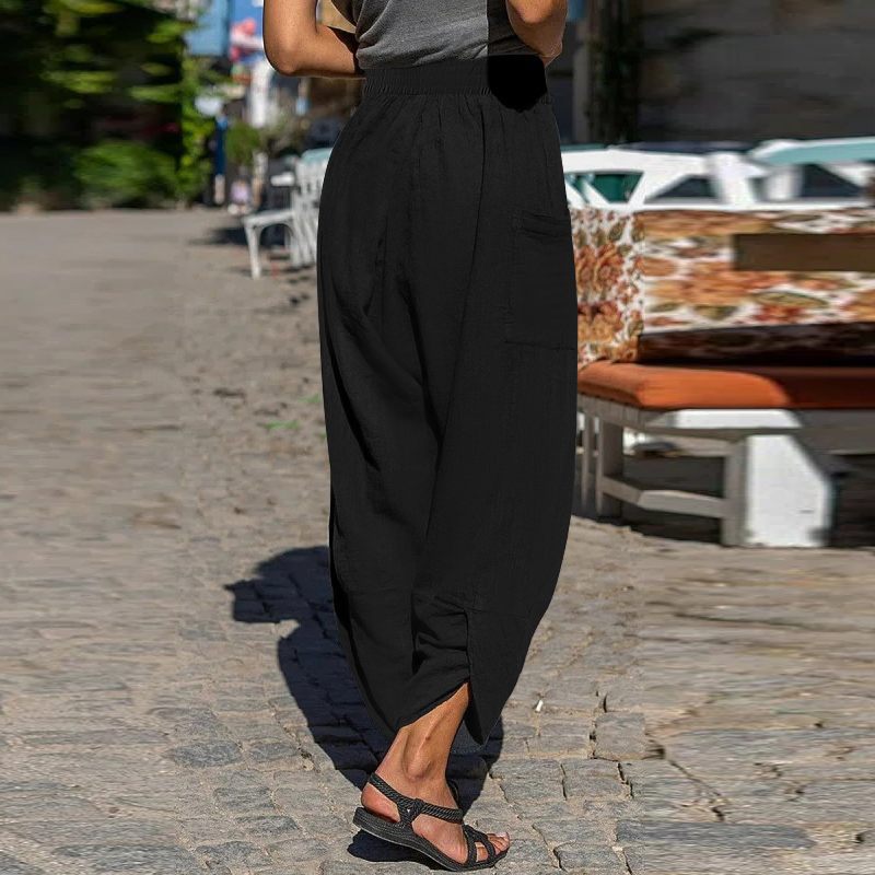 Pantaloni casual din bumbac Cristina Gore, croială relaxată