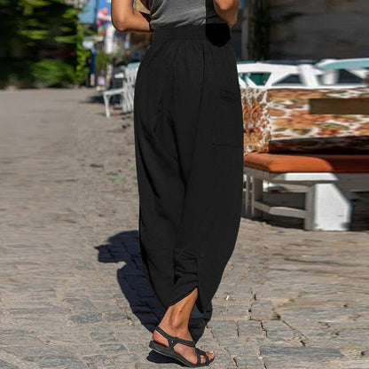 Pantaloni casual din bumbac Cristina Gore, croială relaxată