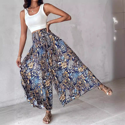 Retro Floral Wide-Leg Pants by Cristina Gore