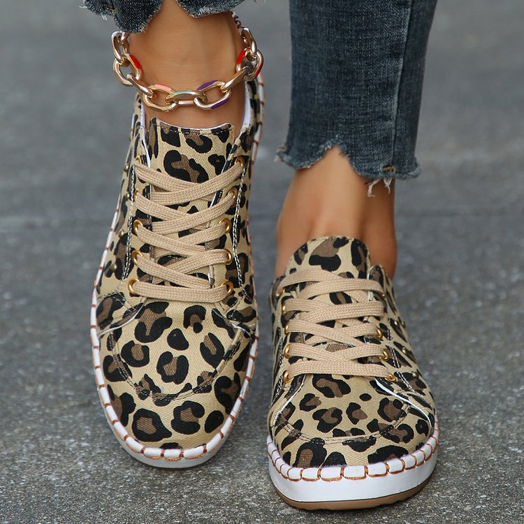 Teniși din pânză Cristina Gore cu imprimeu leopard