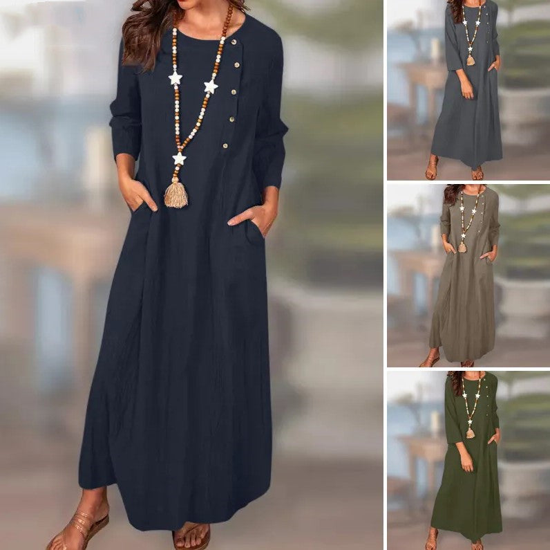 Vintage Linen Long Sleeve Dress by Cristina Gore