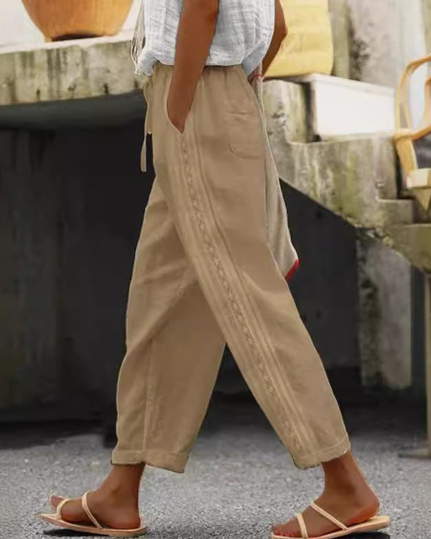 Elegant Cotton Linen Cropped Pants Cristina Gore