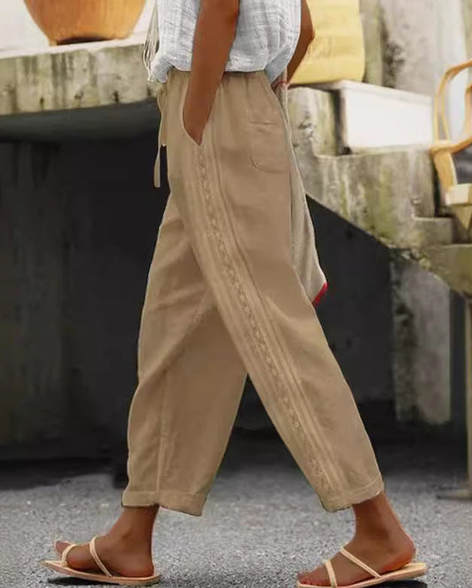 Elegant Cotton Linen Cropped Pants Cristina Gore