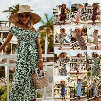 Boho Off Shoulder Cristina Gore Summer Print Dress