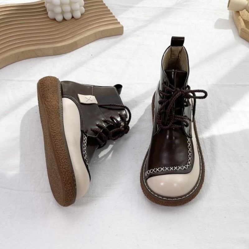 Ghete retro cu șireturi Cristina - Talpă groasă și confortabilă