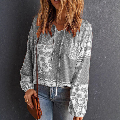 Bluză cu mânecă lungă și imprimeu boho Cristina Gore