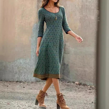 Rochie retro Cristina cu model patchwork - Eleganță adusă