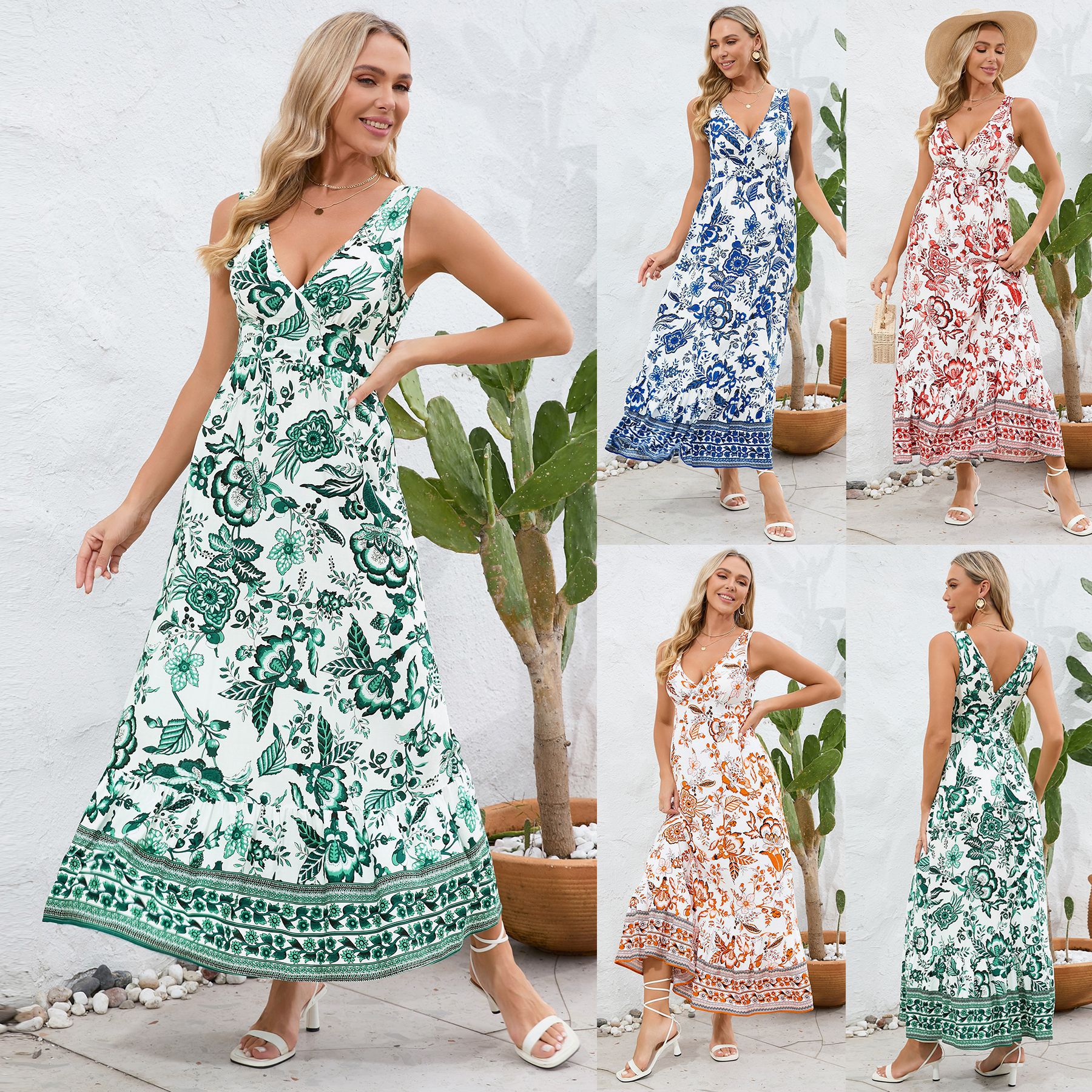Floral V-Neck Maxi Dress by Cristina Gore