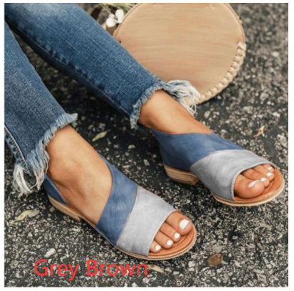 Sandale Cristina cu vârful deschis și blocuri de culoare - Confort la toc jos