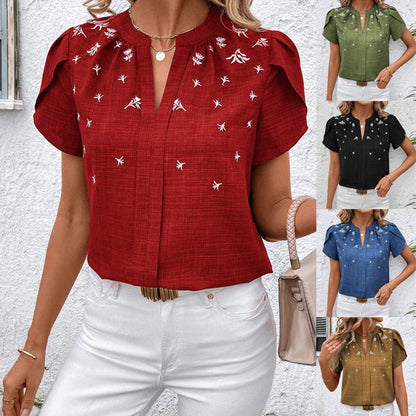 Chic Printed Blouse Cristina Gore Shoulder Pleat Top