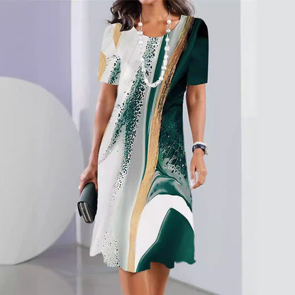 Rochie trapez Cristina – Imprimeu artistic și confort