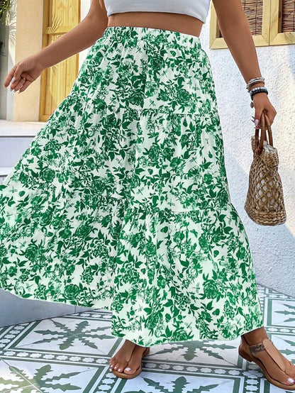 Fustă maxi Cristina Gore cu imprimeu floral, mărime mare