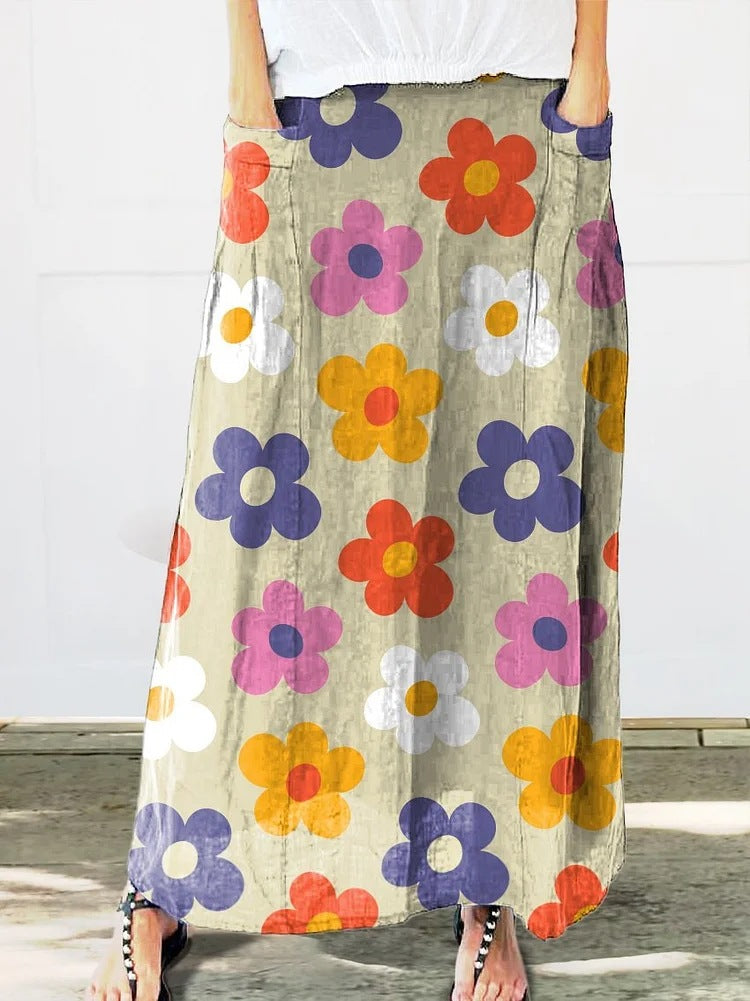 Fustă retro cu buzunar Cristina Gore, model floral, de zi cu zi