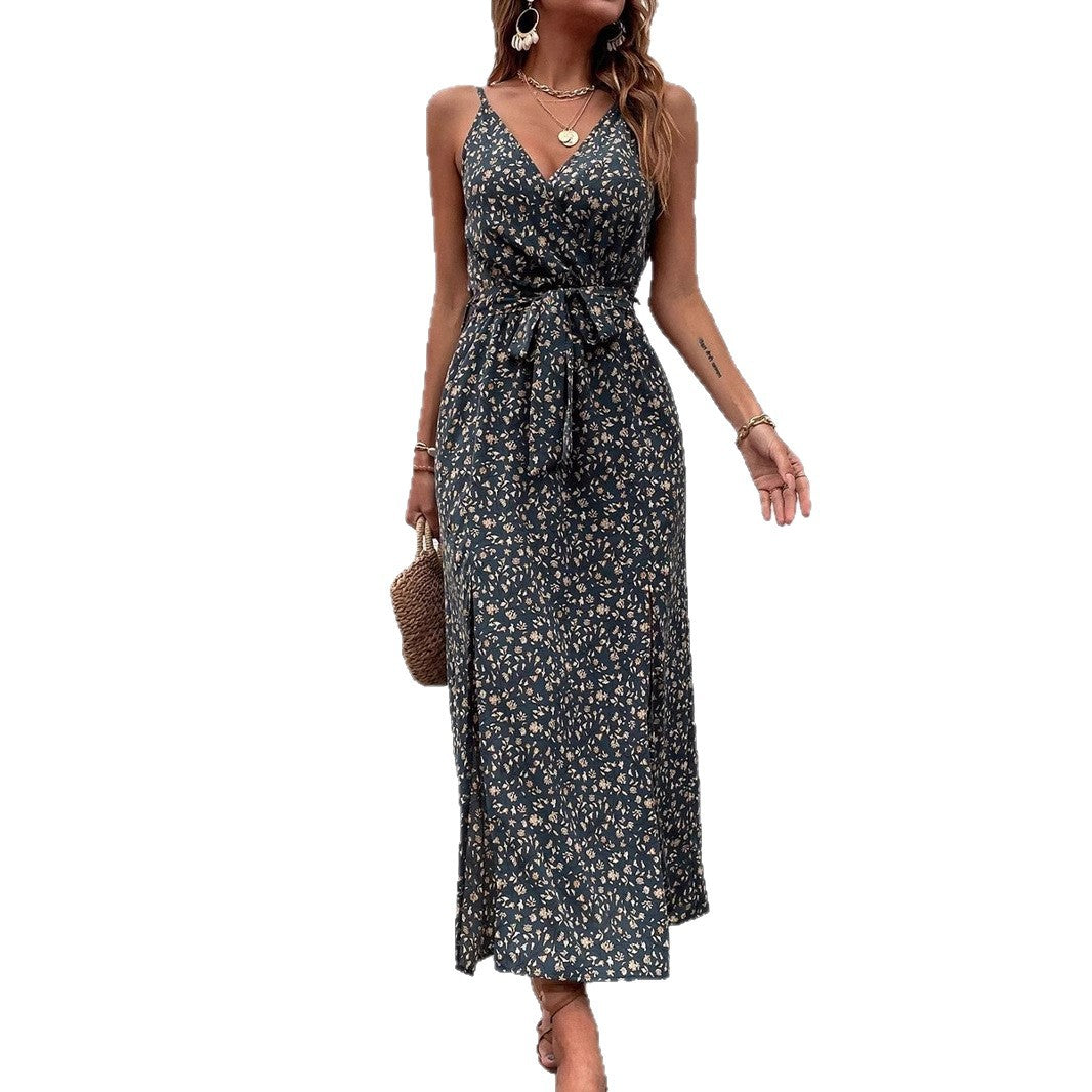 Rochie de vară cu bretele și imprimeu floral boem Cristina Gore