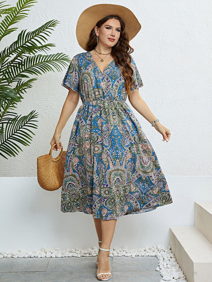 Rochie de vară cu imprimeu retro și decolteu în V Cristina Gore