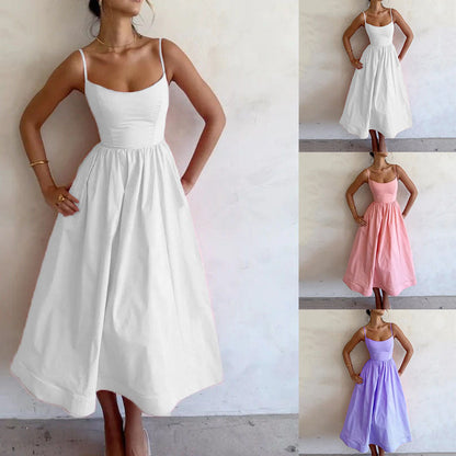 Rochie midi Cristina - Croială mulată, bretele fine