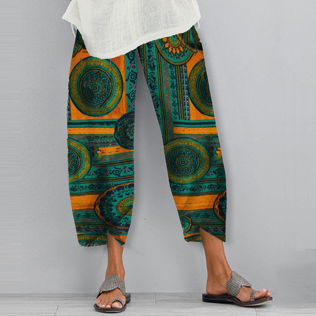 Pantaloni casual elastici cu imprimeu boho Cristina Gore