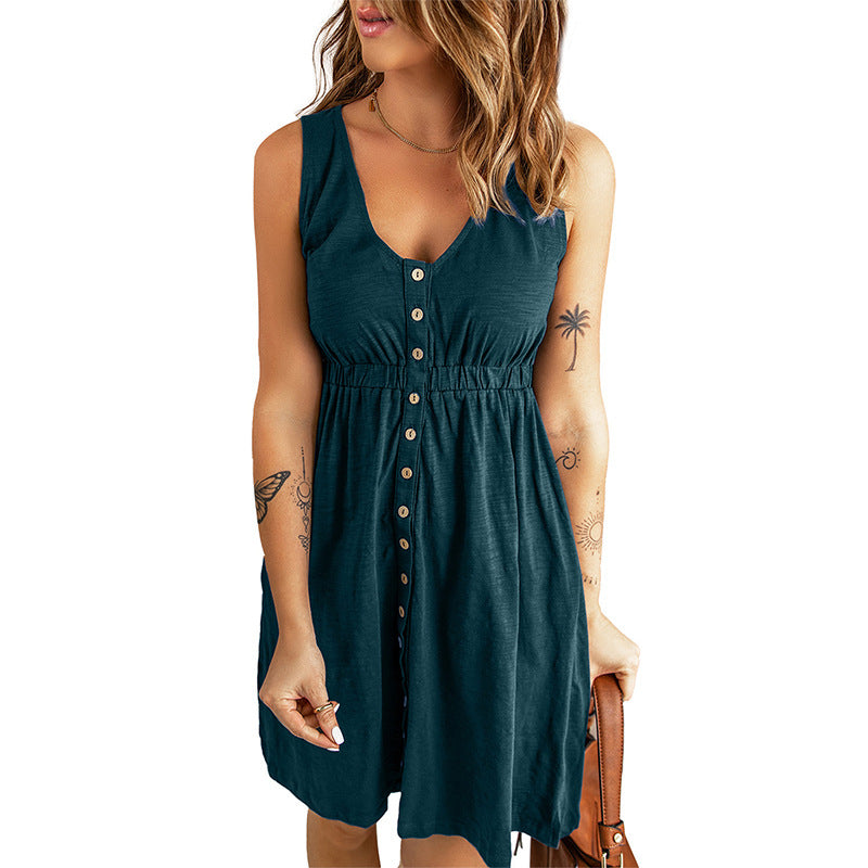 Rochie trapez Cristina - Închisă cu nasturi în față, stil urban