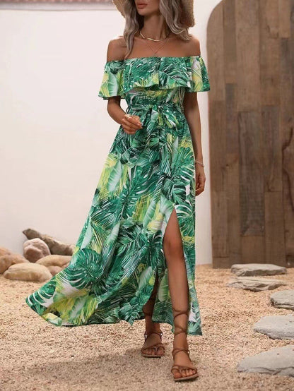 Rochie maxi elegantă cu volane florale Cristina Gore