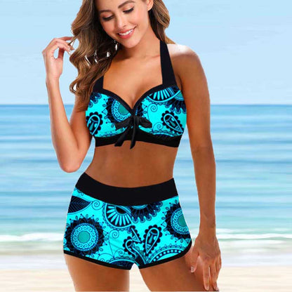 Bikini cu talie înaltă și imprimeu floral de Cristina Gore