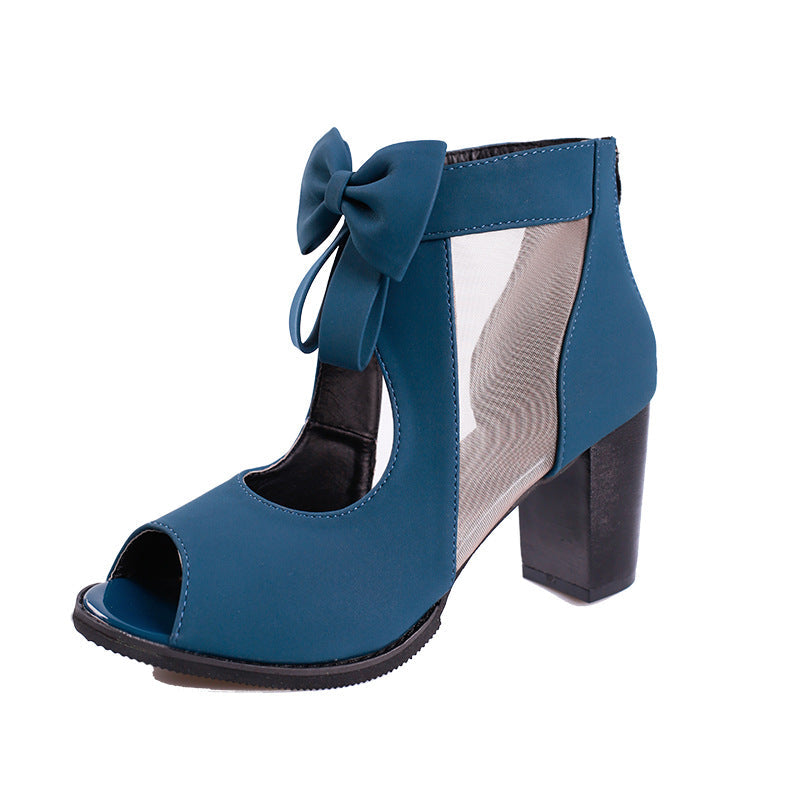 Sandale Cristina din tricot cu noduri - Elegante și cu toc gros