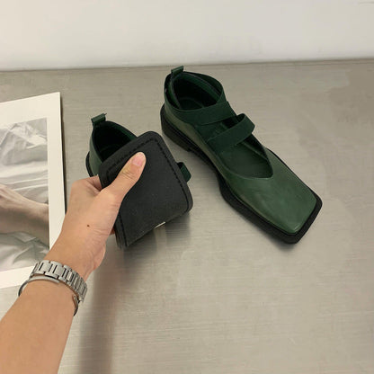 Pantofi Cristina retro cu vârf pătrat - Confort la toc jos