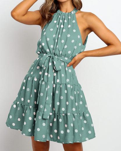 Rochie elegantă cu buline, model halter, de Cristina Gore