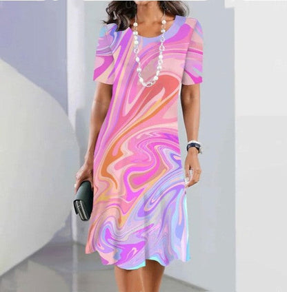 Rochie trapez Cristina cu imprimeu 3D - Inspirație casual