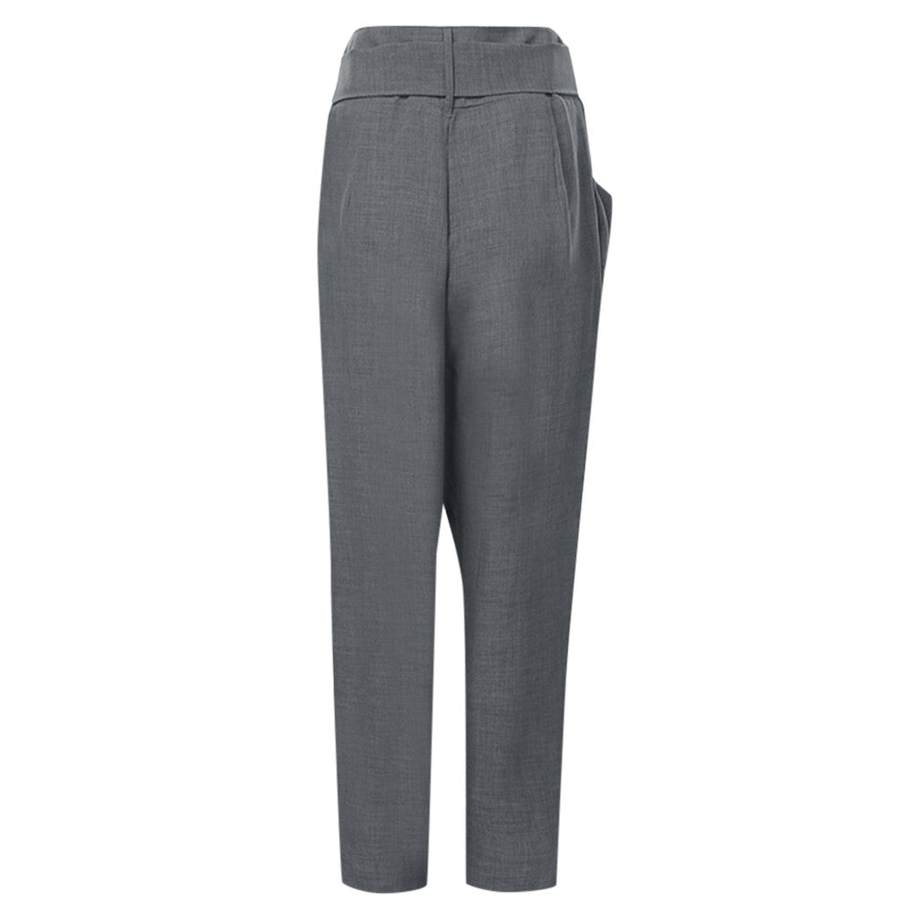 Pantaloni Cristina crop din in - Stil modern, înfășurat