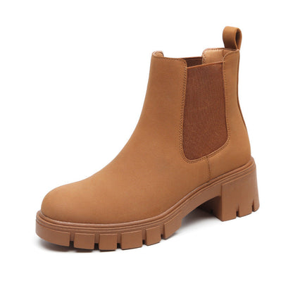 Ghete Chelsea din piele întoarsă Cristina - Talpă groasă