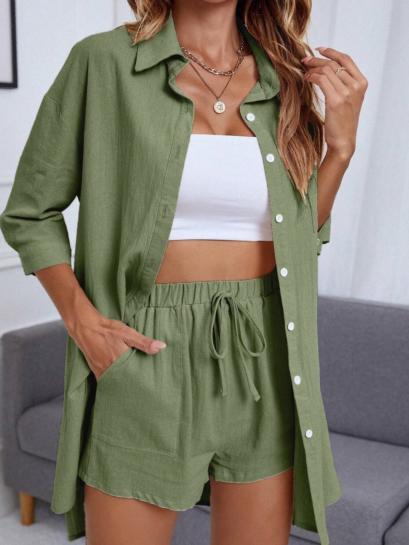 Set elegant de cămăși din bumbac, Cristina Gore, ținută casual