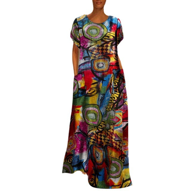 Rochie maxi cu imprimeu vibrant Cristina Gore, model leagăn
