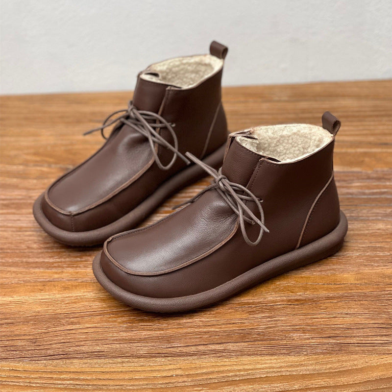 Ghete din piele de vacă Cristina cu căptușeală de catifea - Căldură suplimentară