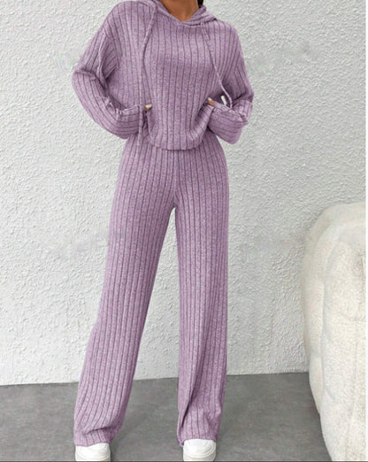 Set cu glugă în dungi Cristina - Lenjerie de casă cu croială lejeră