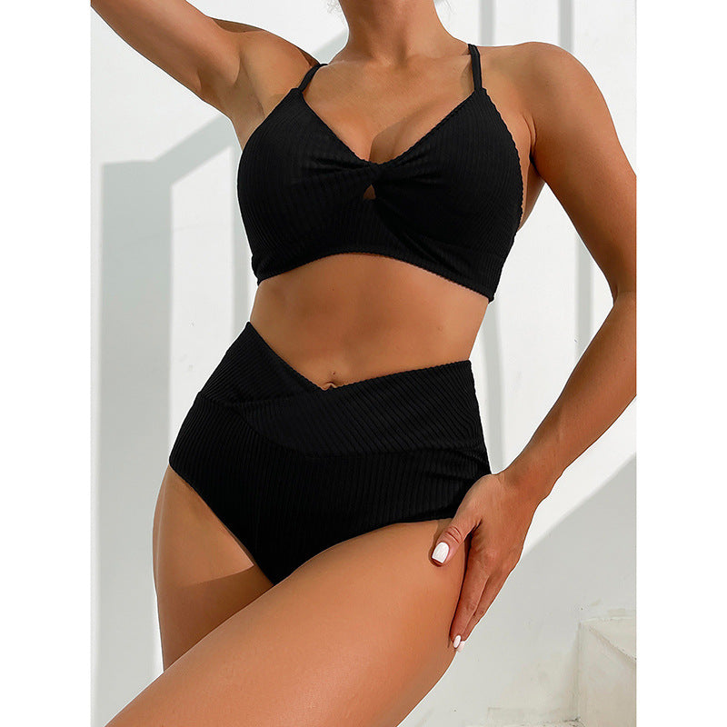 Costum de baie elegant cu dungi Cristina Gore, format din două piese
