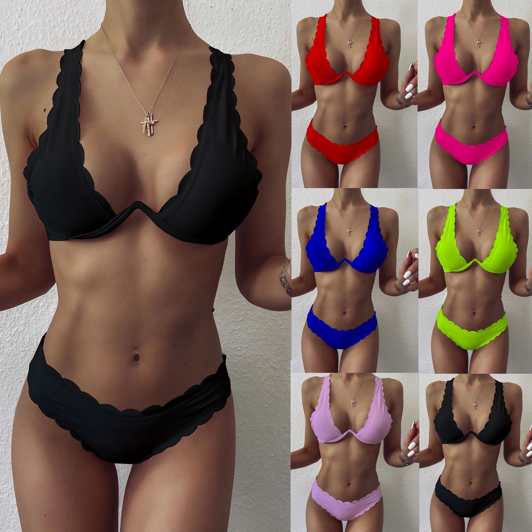 Scalloped Edge Cristina Gore Underwire Bikini Set