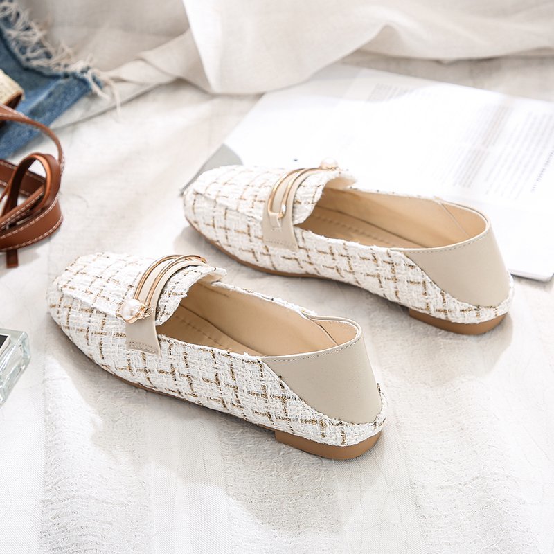 Mocasini Cristina cu vârf pătrat - Mocasini eleganți din tweed