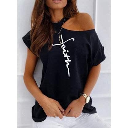 Tricou elegant cu mânecă scurtă, solid, de Cristina Gore