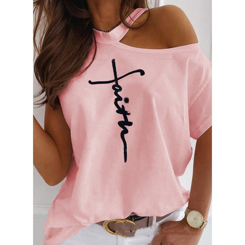 Tricou elegant cu mânecă scurtă, solid, de Cristina Gore
