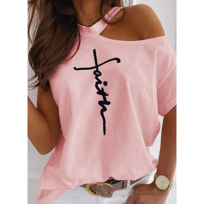 Tricou elegant cu mânecă scurtă, solid, de Cristina Gore