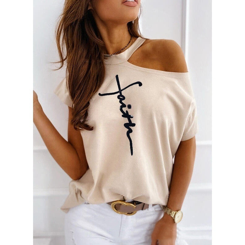 Tricou elegant cu mânecă scurtă, solid, de Cristina Gore