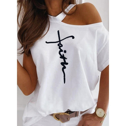 Tricou elegant cu mânecă scurtă, solid, de Cristina Gore