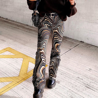 Pantaloni drepți cu talie înaltă Retro Wave Cristina Gore
