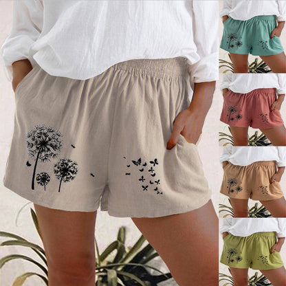 Dandelion Print High Waist Shorts Cristina Gore