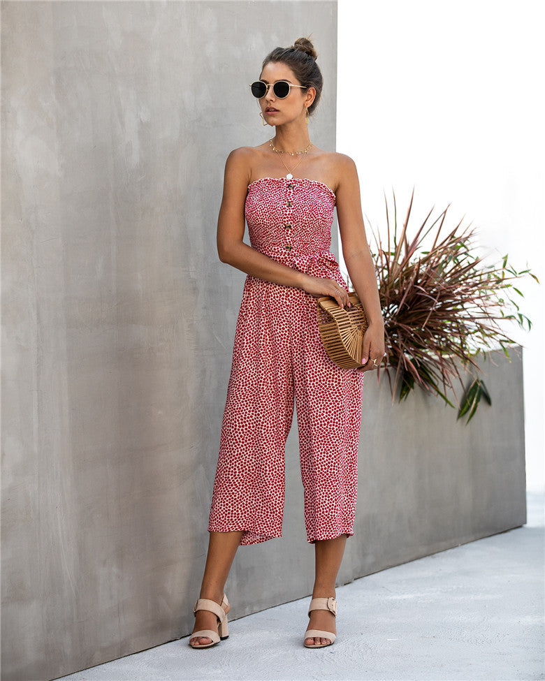 Salopetă Cristina cu umeri goi și imprimeu - Comfort Cotton