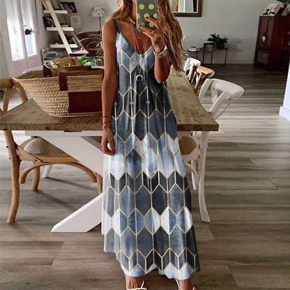 Rochie maxi de vară cu imprimeu geometric Cristina Gore